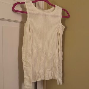 White long sleeve top with cold shoulders